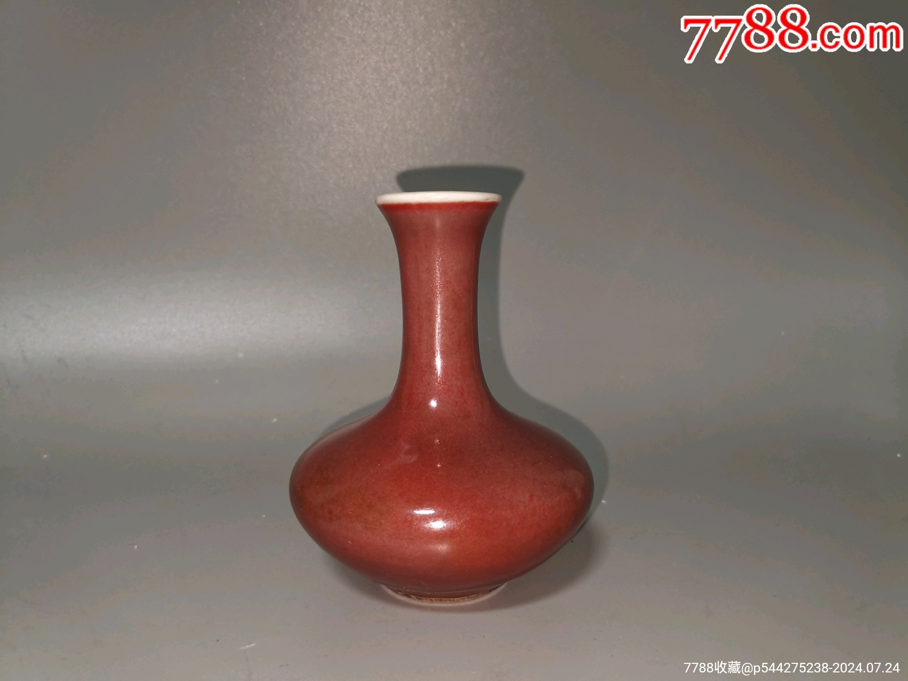 清】中国美術 豆紅釉瓢箪瓶 臙脂水釉 花瓶【華道具☆中国