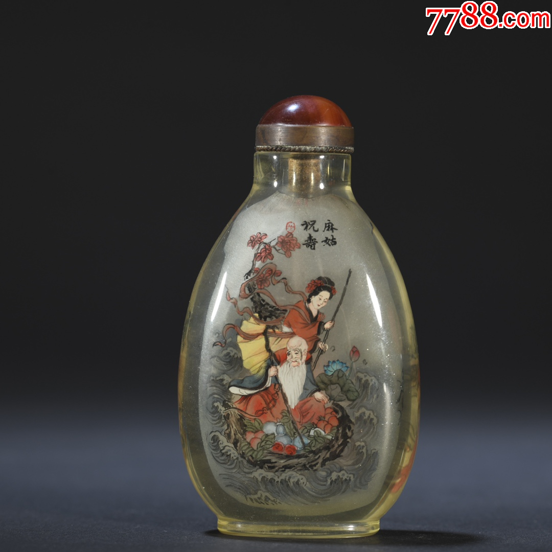 水晶内画麻姑祝寿鼻烟壶-鼻烟壶-7788旧书网