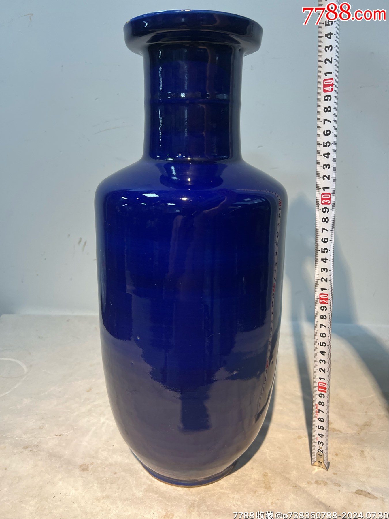 康熙宝石蓝釉棒槌瓶_蓝釉瓷_福州林氏古玩店【7788文玩】