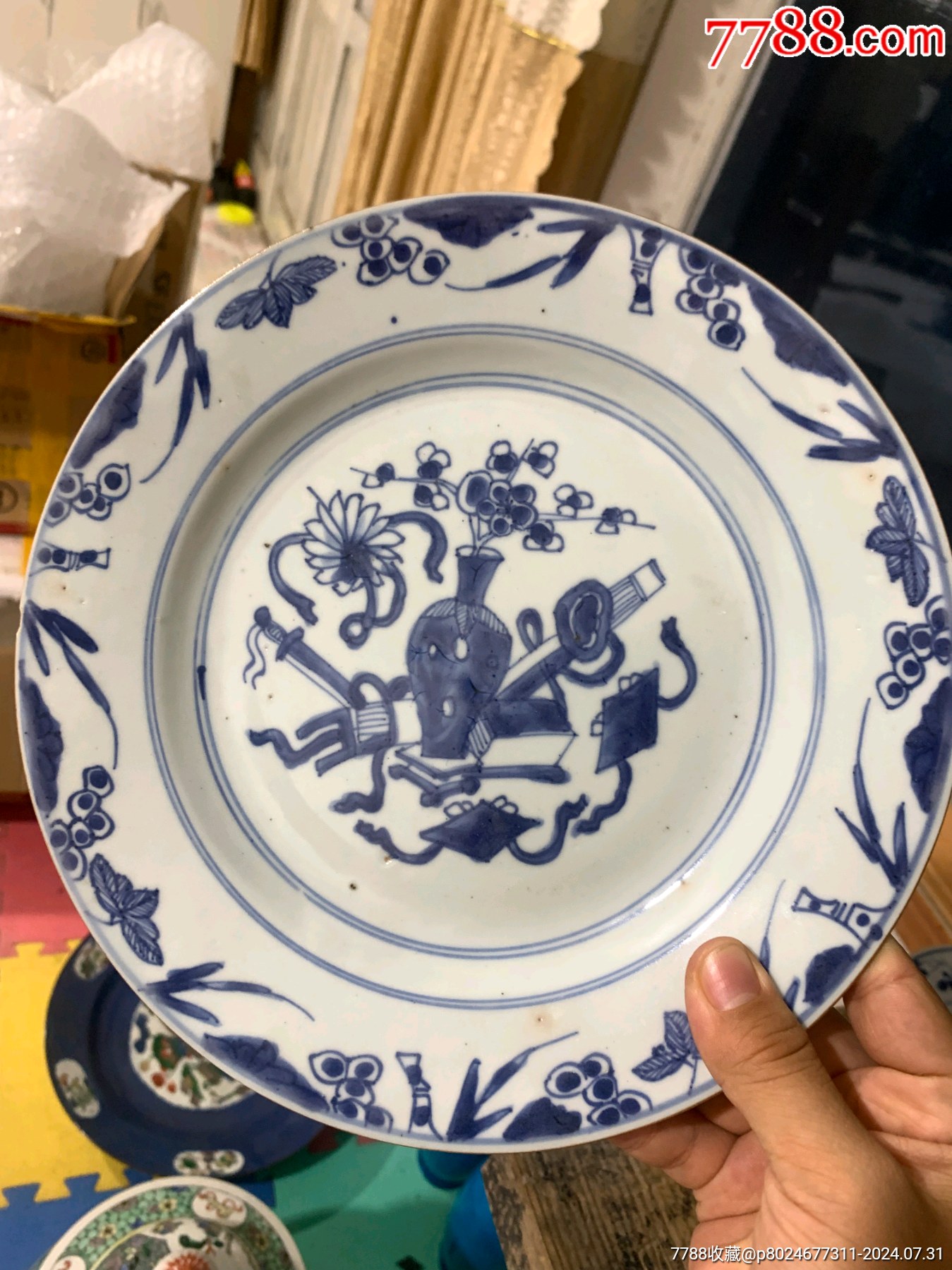 清康熙博古花卉纹青花大盘-价格:5000元-se101963414-青花瓷-零售-7788收藏__收藏热线