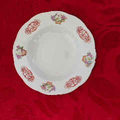 盘收藏七十年代中国彭城底款月季花图案装饰文大深盘