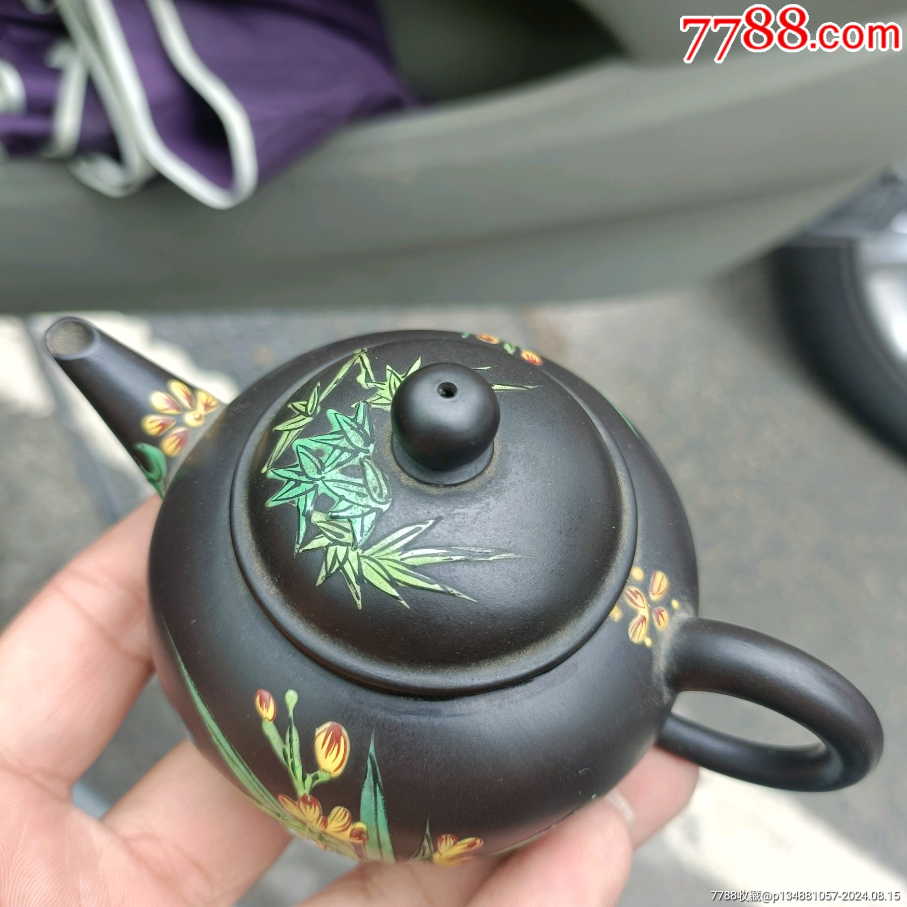 漂亮彩紫砂壶孟臣款-紫砂壶-7788旧书网
