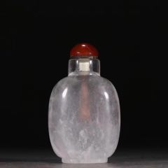 清代天然白水晶鼻烟壶规格：高8cm宽4.8cm重88.2g，整料天然水晶