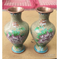 六七十年代时期掐丝景泰蓝花瓶，牡丹图-景泰蓝/珐琅-7788旧书网