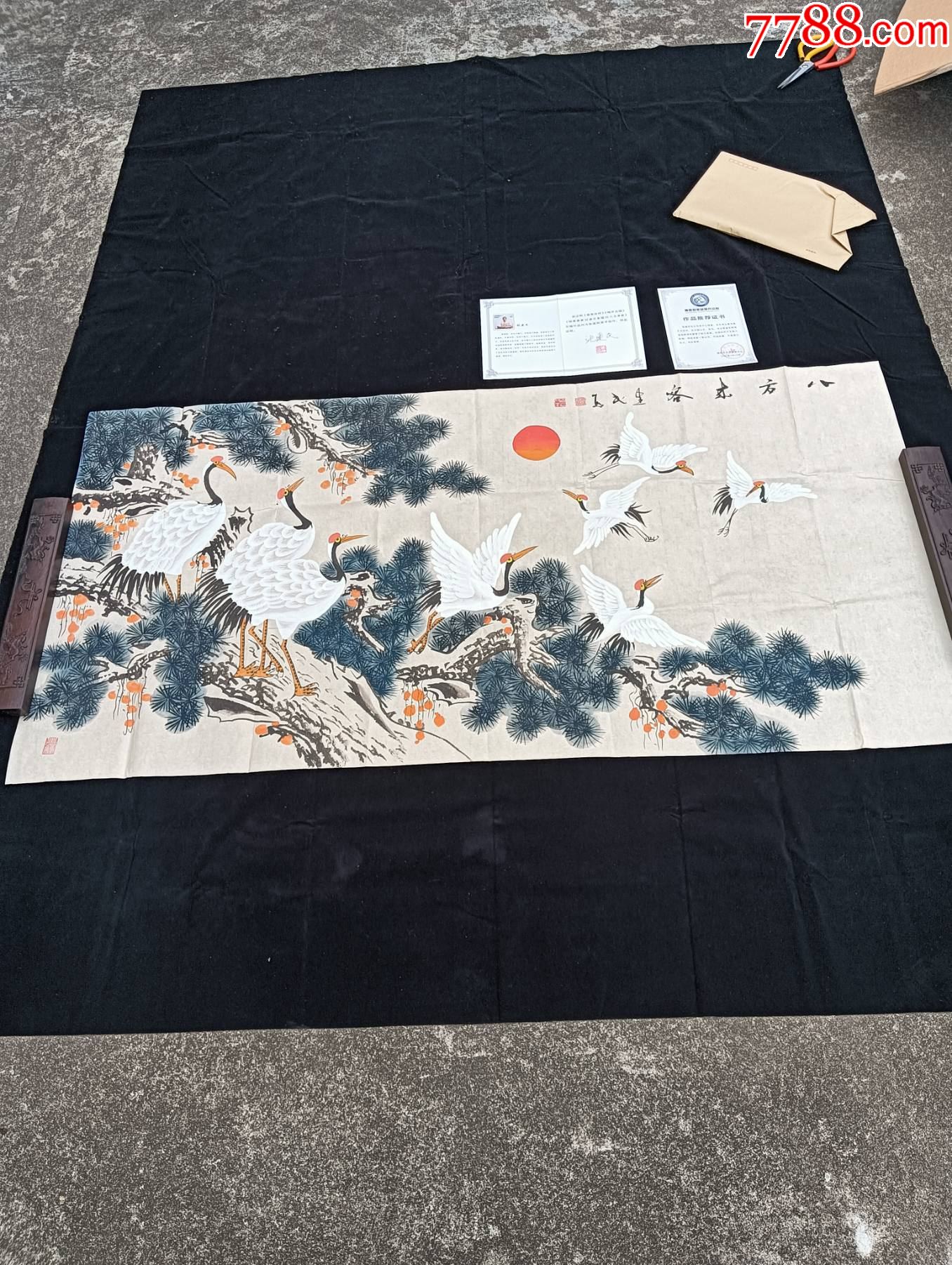 张建民,松鹤图,134x69厘米