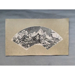 冯超然纸本老扇面山水画