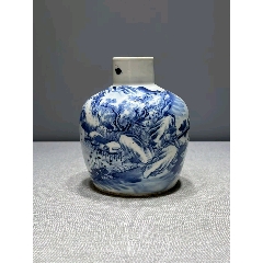 青花山水人物紋瓶 中国古玩 中国美術 青花山水人物紋瓶 中国古玩 中国美術
