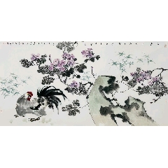 协理事杨文森精品花鸟《大吉图》(带合影视频) /strong>_花鸟国画原作