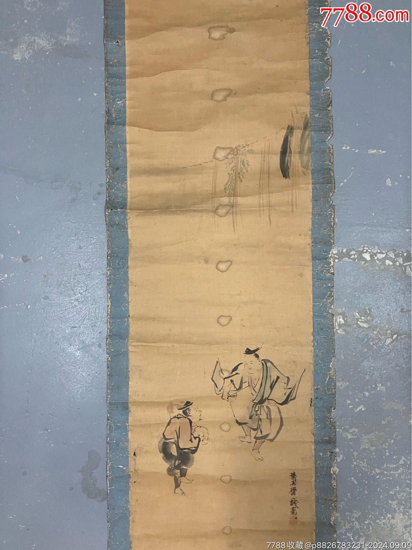 筑真斋，清代时期《人物画》国画书法古玩字画回流装饰挂画。纸本纸裱画心尺寸_人物国画原作_深圳中古物书画馆【7788收藏__收藏热线】