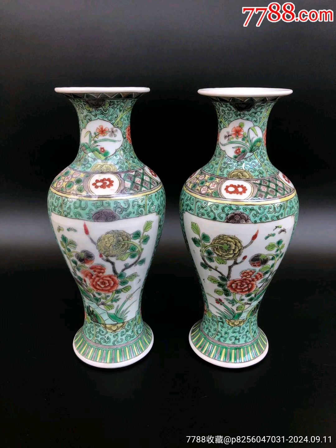 中国清時代五彩花瓶 中国清末民国時代 山水人物 粉彩大花瓶 高さ49cm 中国清末民国