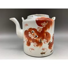 民国红狮子茶壶_旧瓷器_玉雯杂货铺【7788红宝书】