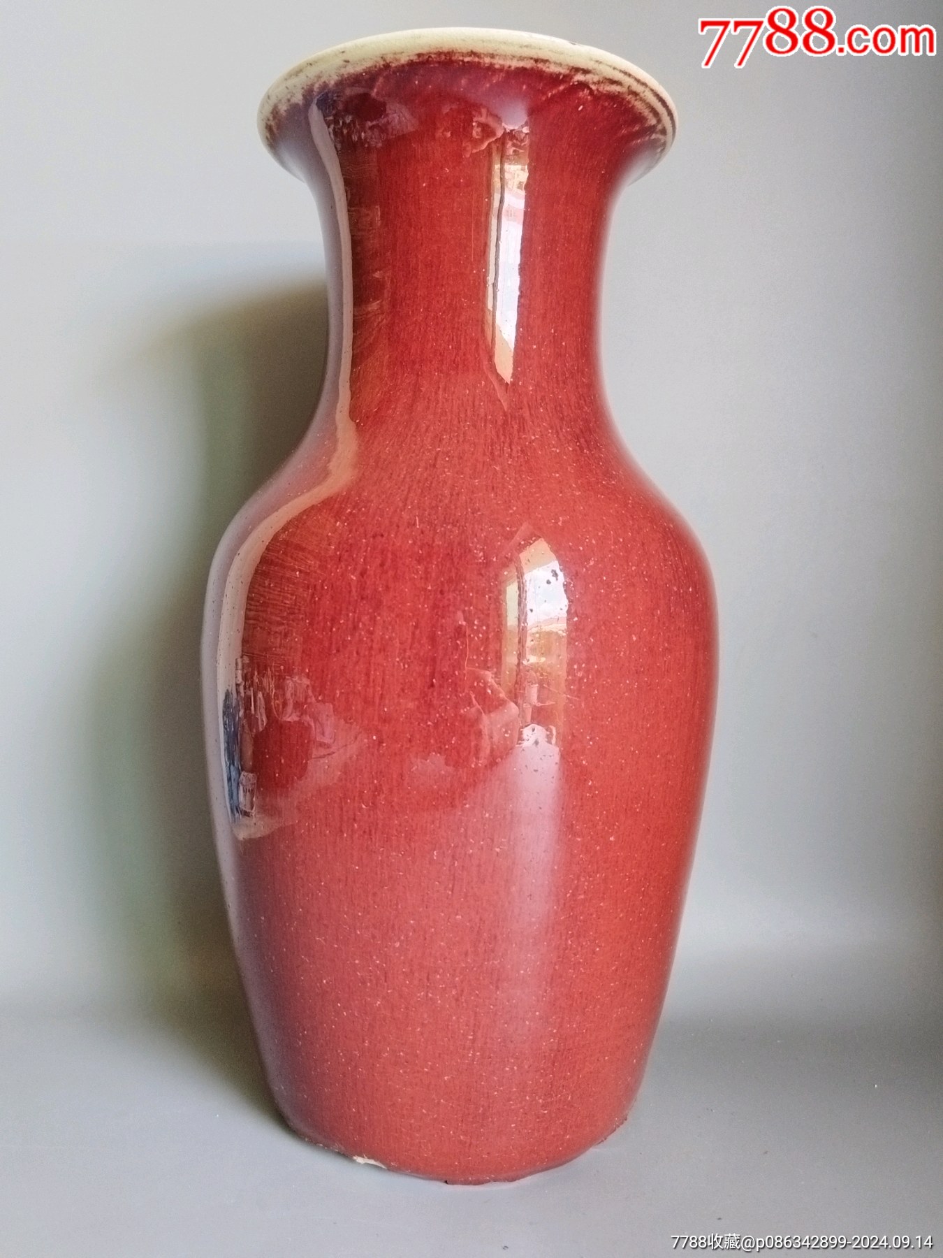 清乾隆红釉罗汉瓶-红釉瓷-7788收藏