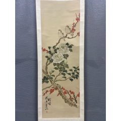 林逸塵，福建籍畫家六十年代《花鳥圖》國畫書法古玩字畫裝飾掛畫。絹本綾裱畫心尺寸