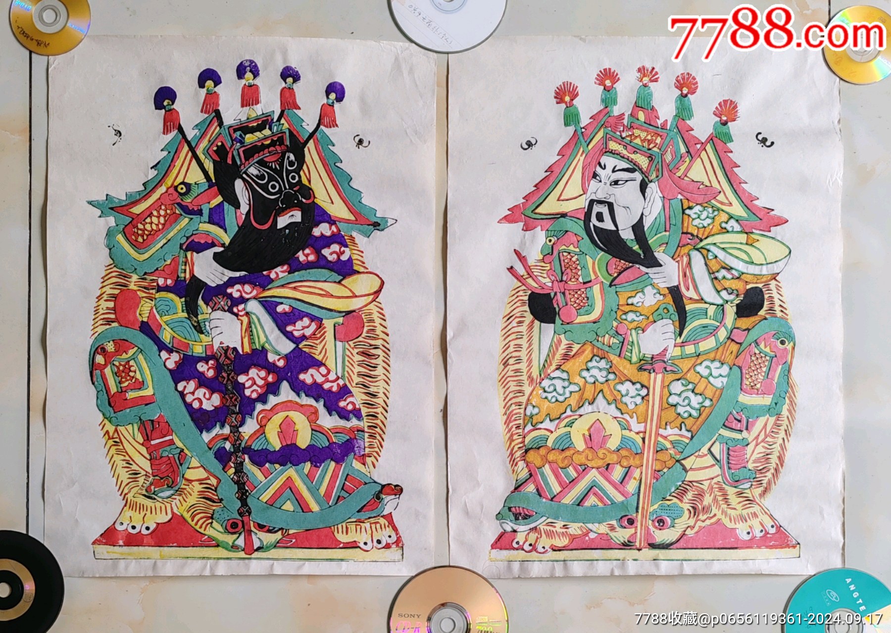 凤翔木版年画《门神》对屏四开大-价格:500元-se102764456-版画原作-零售-7788收藏__收藏热线