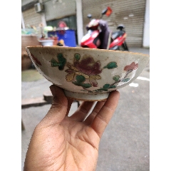 清代.盘长纹款四季花卉粉彩碗-彩绘瓷/彩瓷-7788红宝书