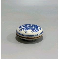 清代青花印泥盒此器型规整，做工精美，实属难得，内有老印泥，能正常