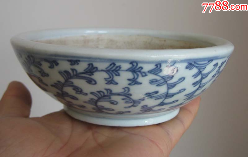 中国 青花 纏枝花弁文 大鉢 M R8190