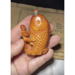 清代琉璃套料手工雕刻鼻烟壶重89克-鼻烟壶-7788旧书网