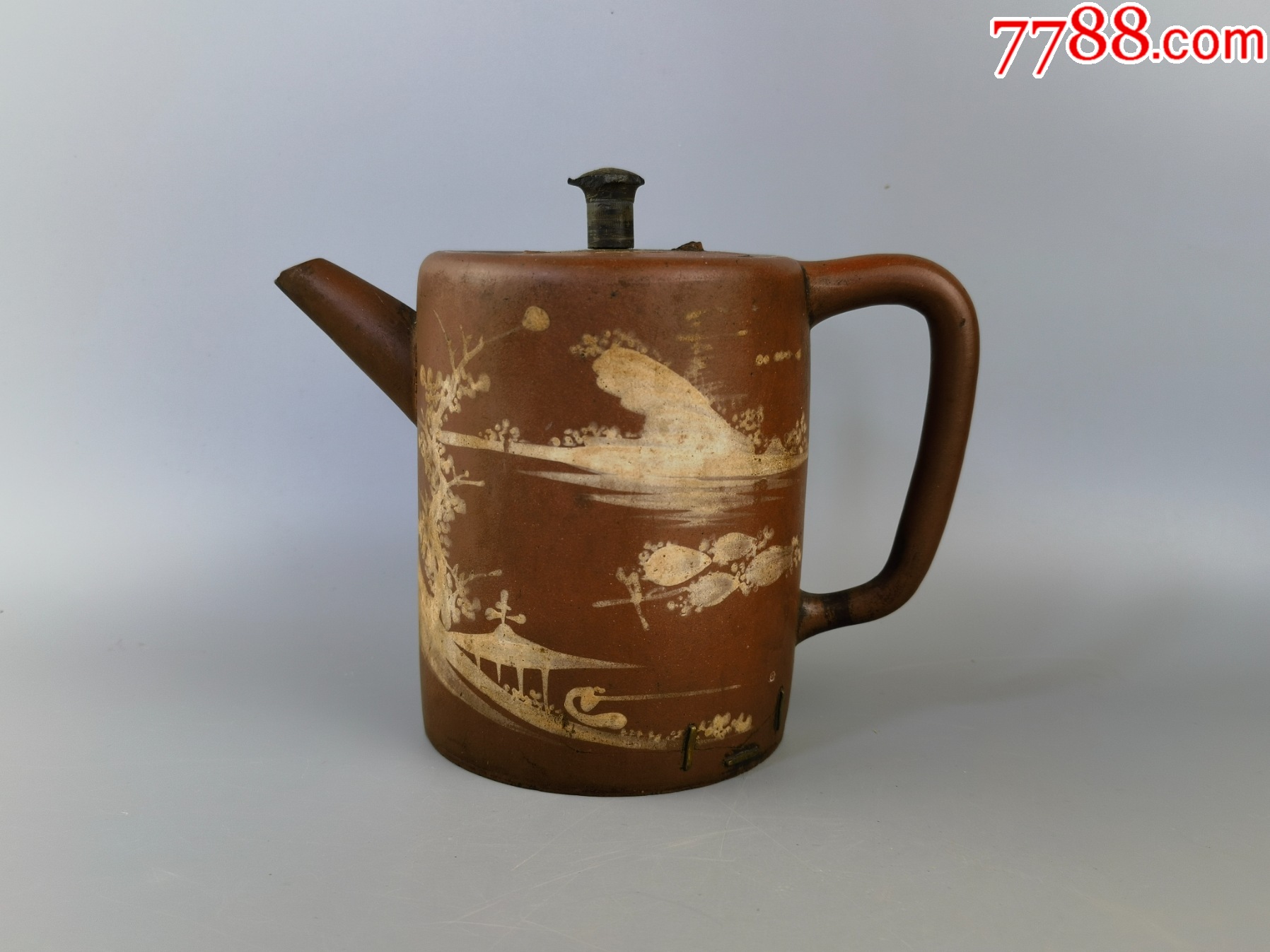 ※中国古美術/緑泥竹林笹竹紋茶壺/(底款:朱可心)【保存箱付】 7000cc超大紫砂壶【竹报春】珍藏重器大摆件👍 ——极品老紫泥·7000cc