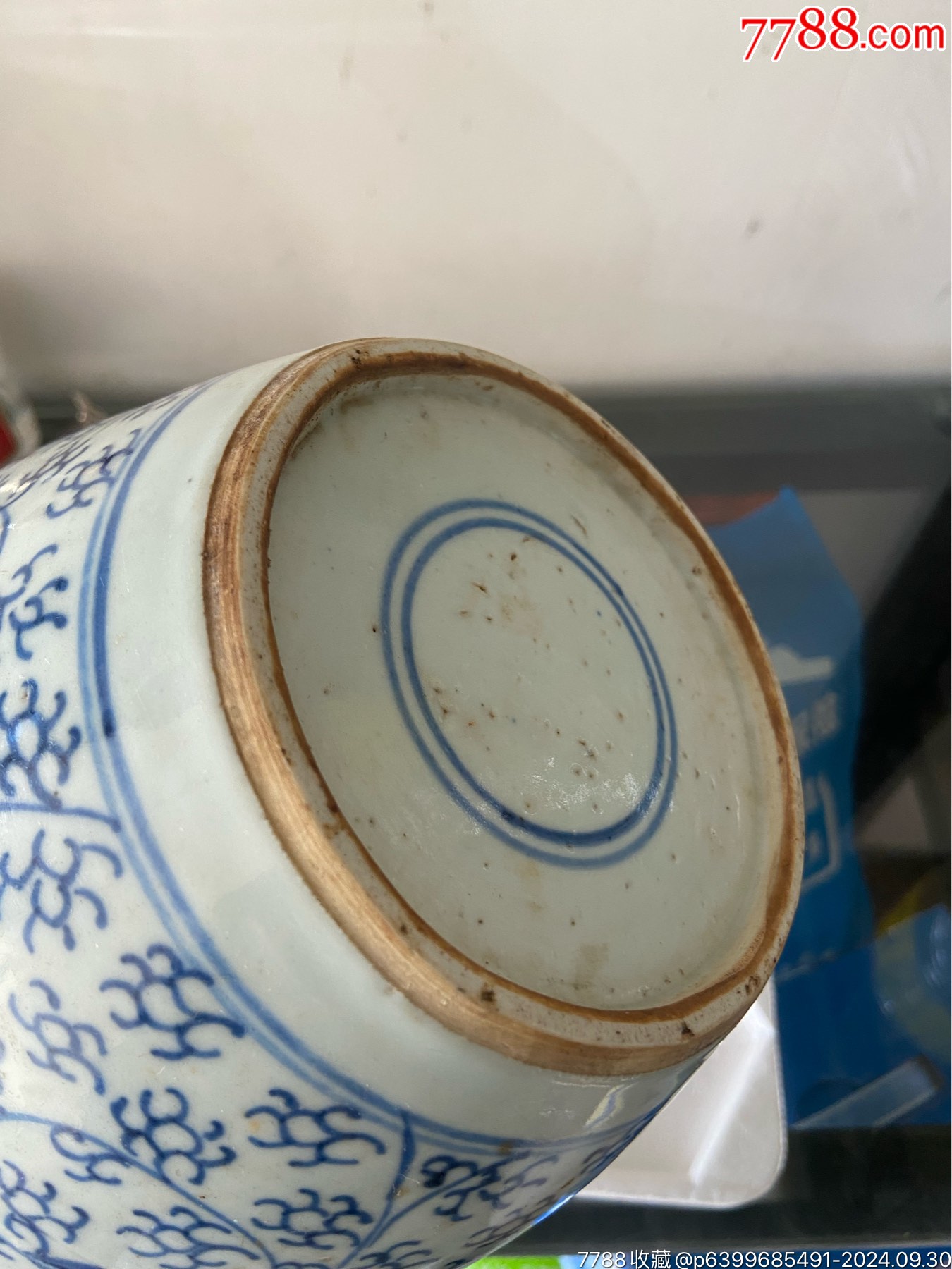 全品雍正缠枝莲青花罐,双蓝圈,一线原状态