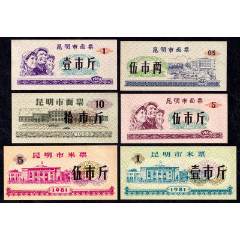 云南省昆明市1980-83年糧票（6枚組、名勝盡收、全新品?。?>
            </td>
                        <td style=