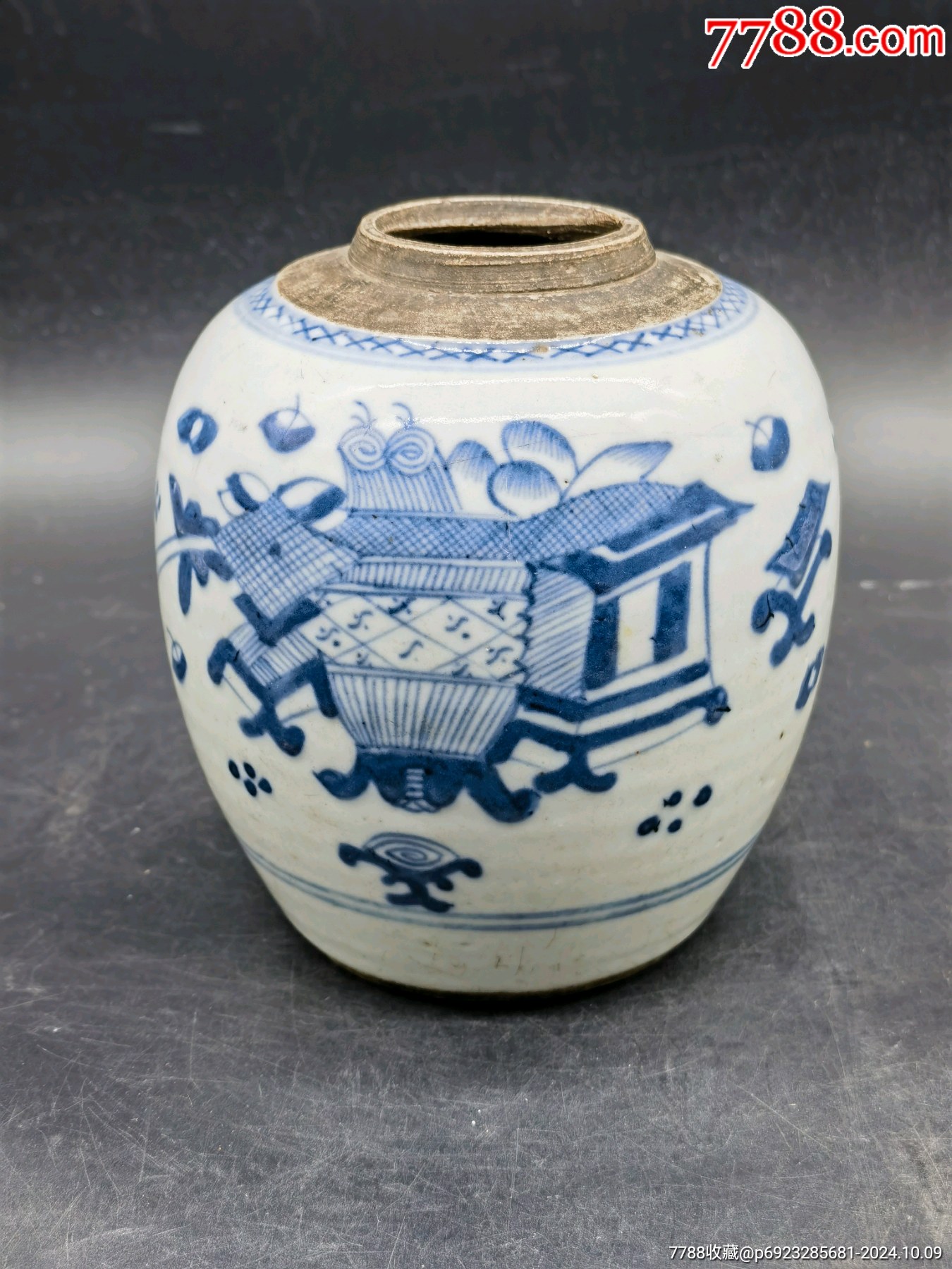 清中期青花博古图纹罐-价格:1600元-se103136814-青花瓷-零售-7788收藏__收藏热线