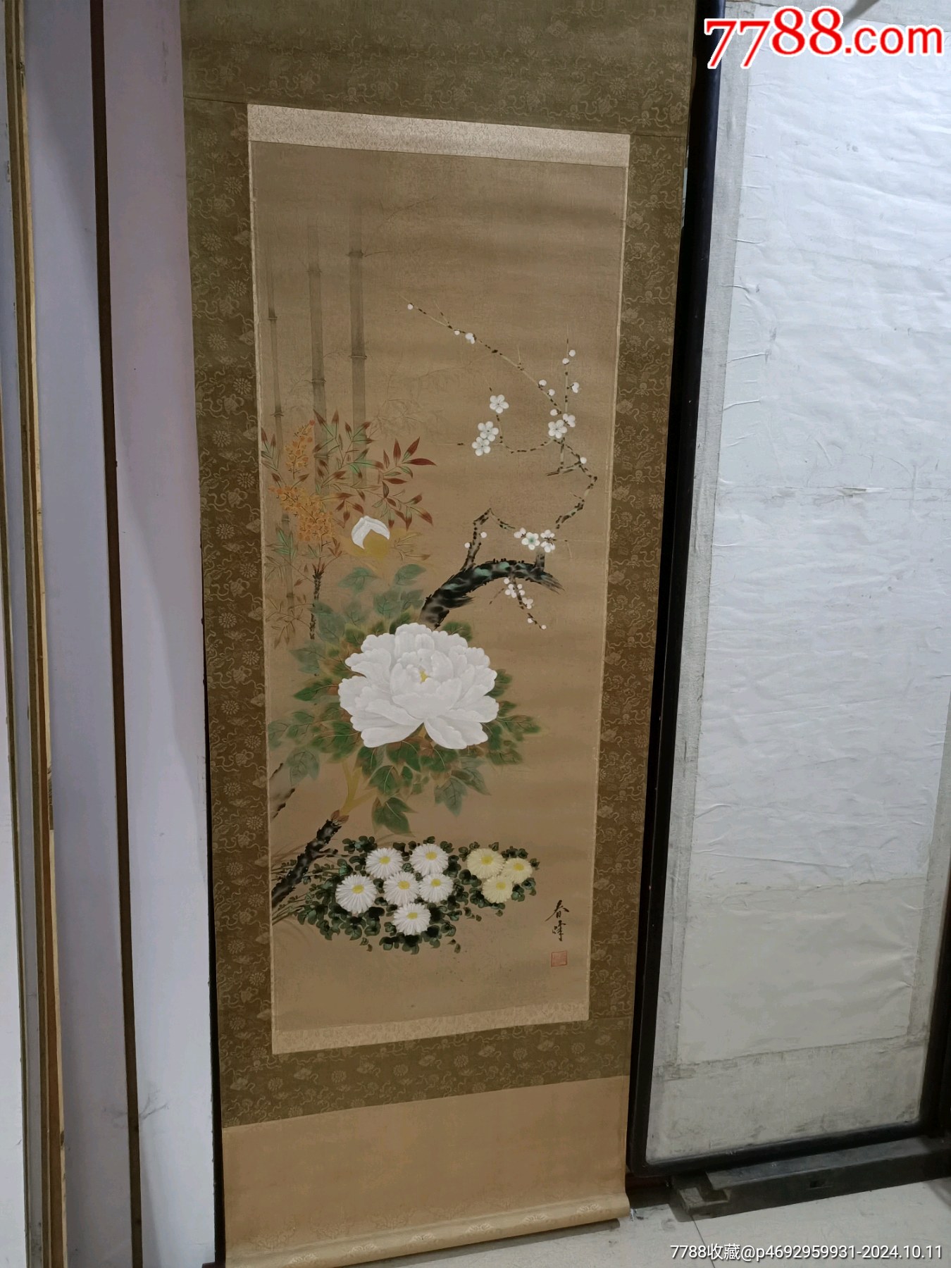 作者不詳　中国絹本　花鳥大主軸 作者不詳 中国絹本 花鳥大主軸 【公式通販】