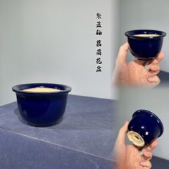 FQ6071祭蓝釉|菖蒲小花盆一个