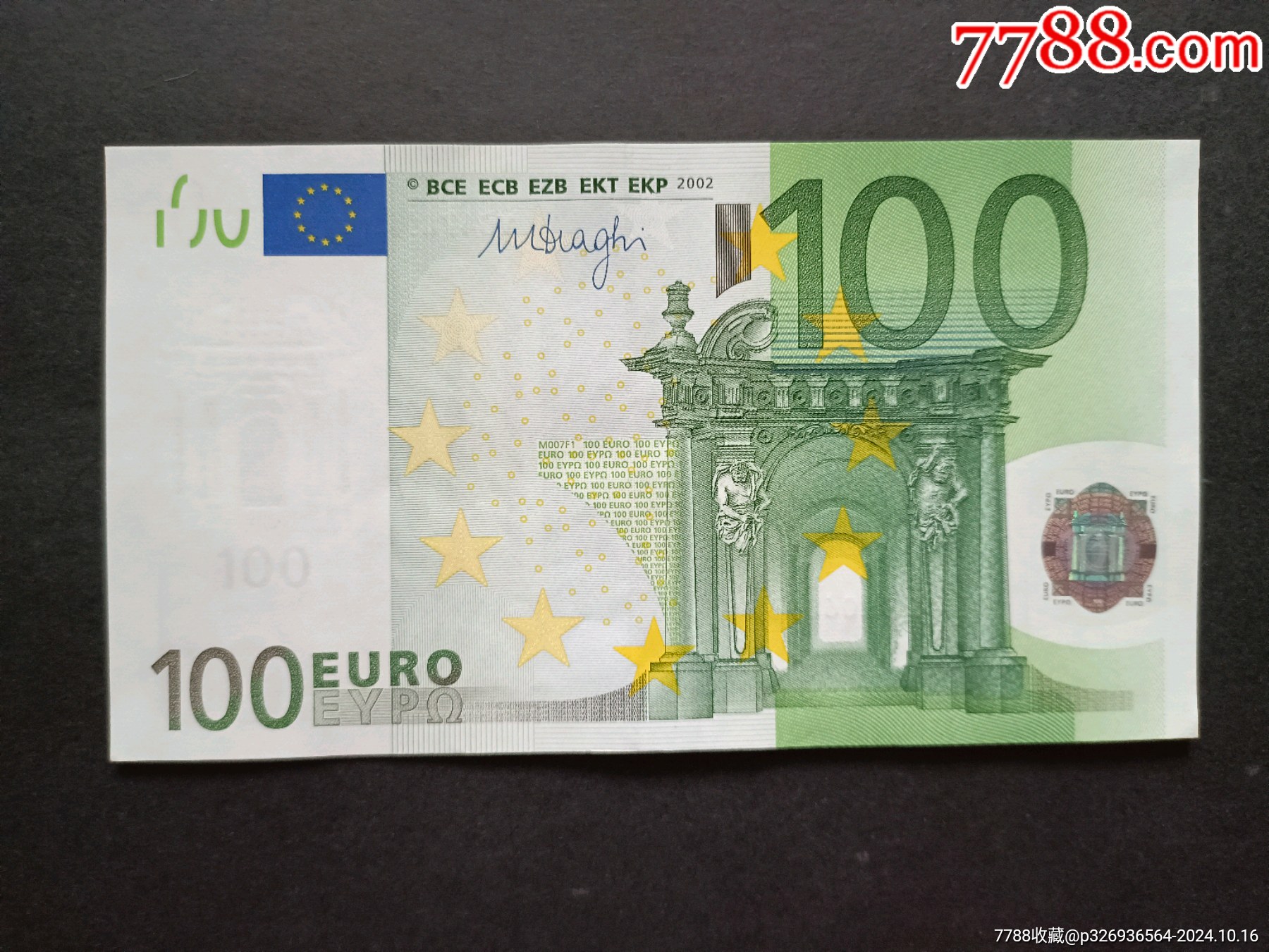 全新原票2002年首版一签100欧元纸币,_外国钱币_图片价值_收藏交易_7788小人书