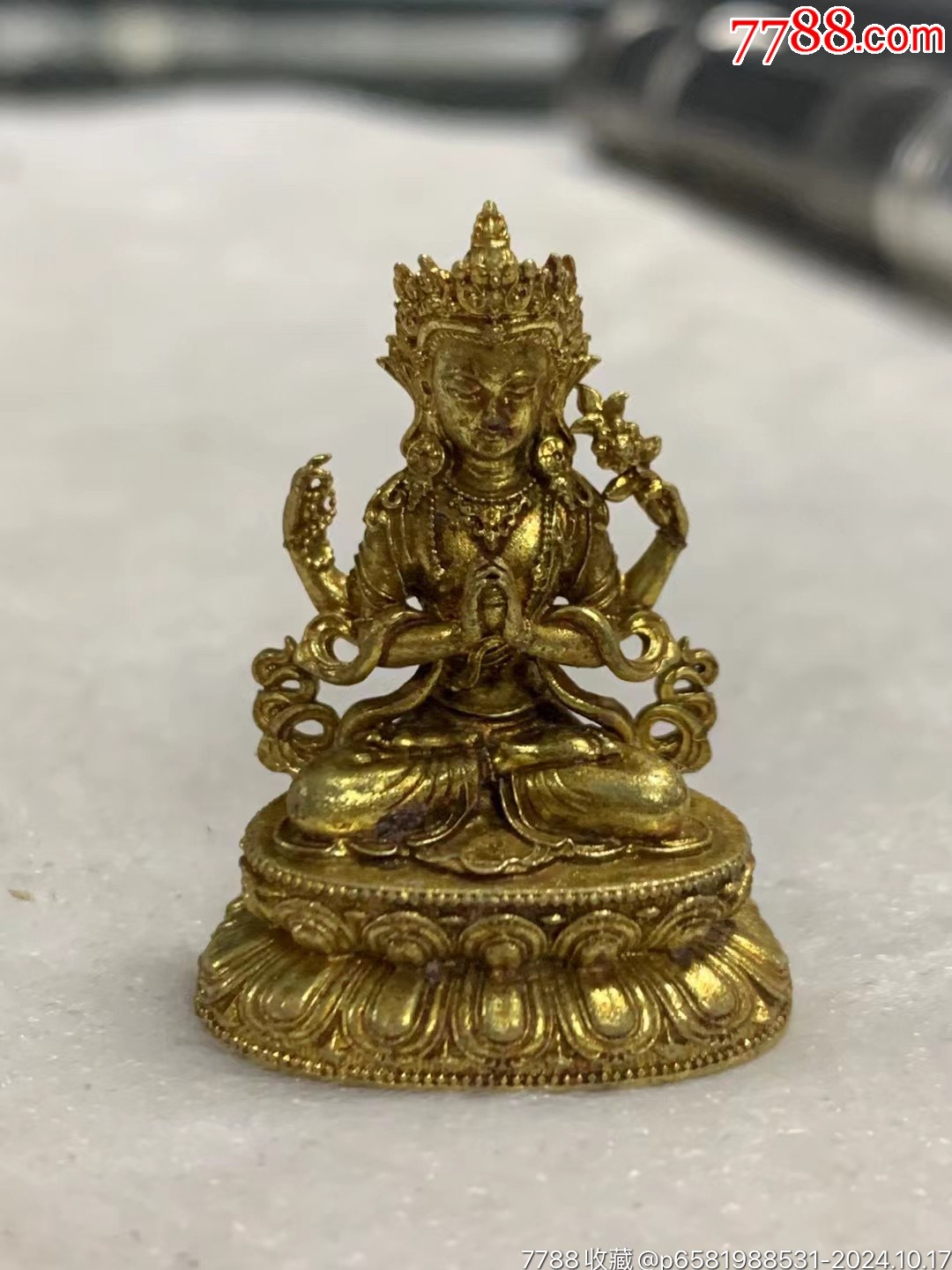 民国铜鎏金小铜佛_铜像/铜佛像_藏富天下【7788邮票收藏】