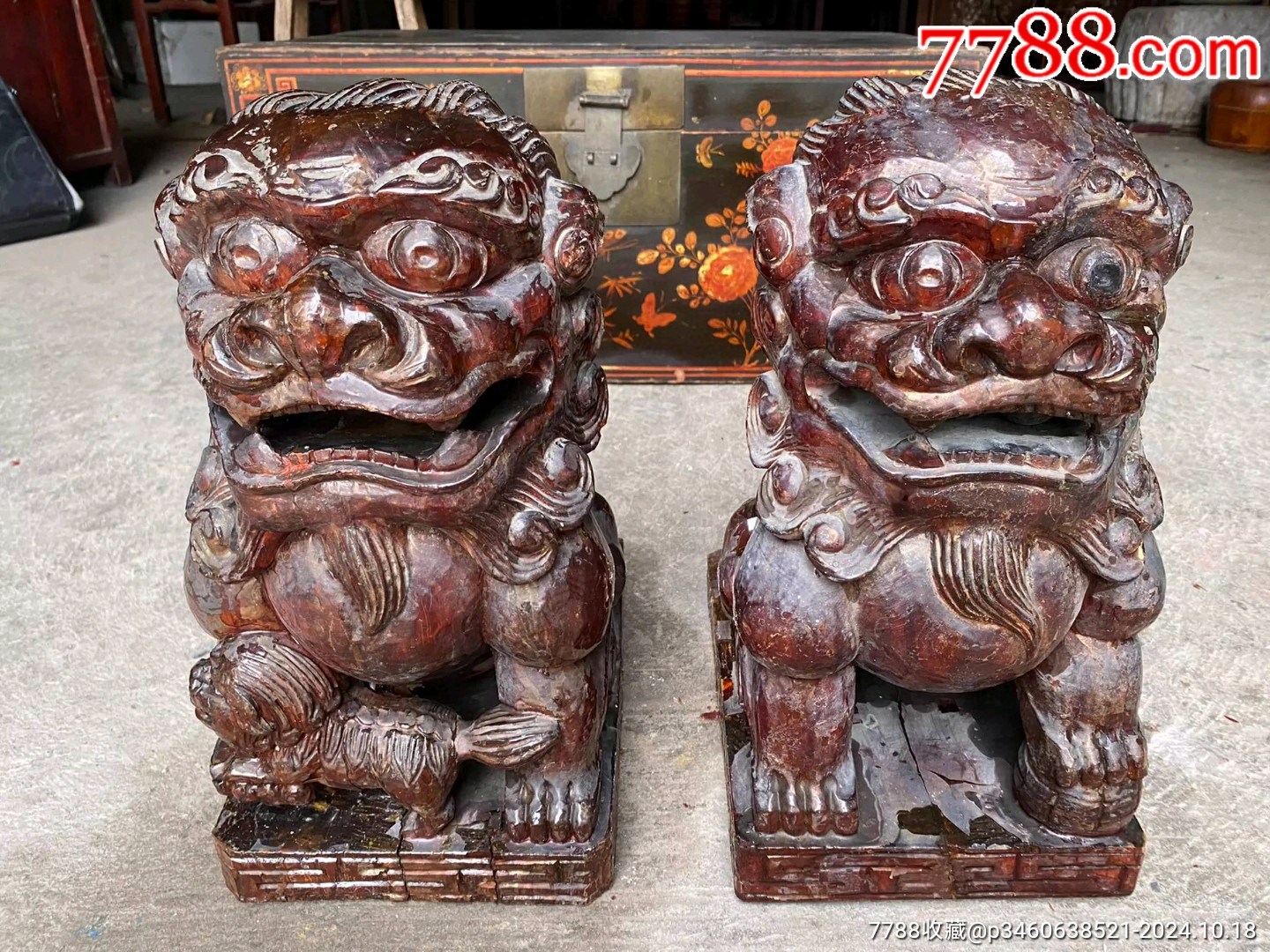 古玩旧藏木雕狮子一对_其他木艺品_雷雷的店【7788收藏__收藏热线】