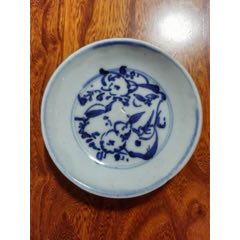 清中期青花釉里红狮子滚绣球竹节盘，画工一流，品相如图-青花瓷