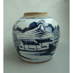 中国古玩 青花人物山水风景 香盒　時代物 清代青花山水人物罐_青花瓷_老货古玩店【7788红宝书】