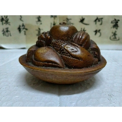 早期収集 黄楊木 精工細彫 福寿如意 擺件 民間收集 黄楊木 手工彫刻 福寿如意 擺件 黄杨木如意摆件-黄杨木如意