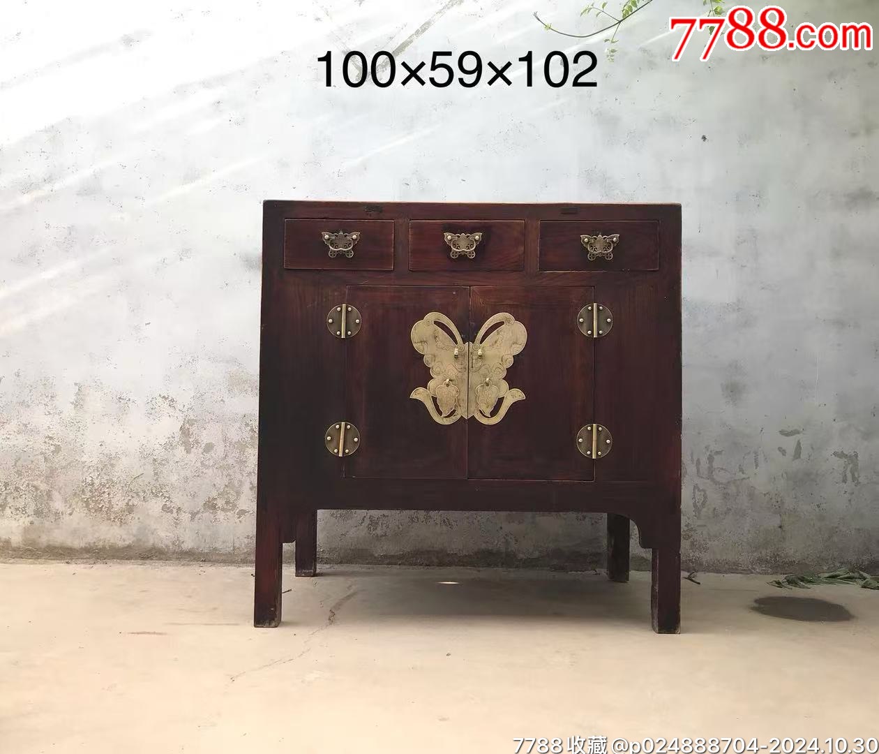 中式古典|精品老榆木佛柜,超大铜件方角柜,品相一流……-价格:2350元-se103480596-其他木艺家具-零售-7788收藏__收藏热线