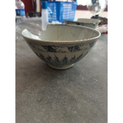 中国清時代青花纏枝蓮茶碗（大清乾隆年製）在銘　XG55-1