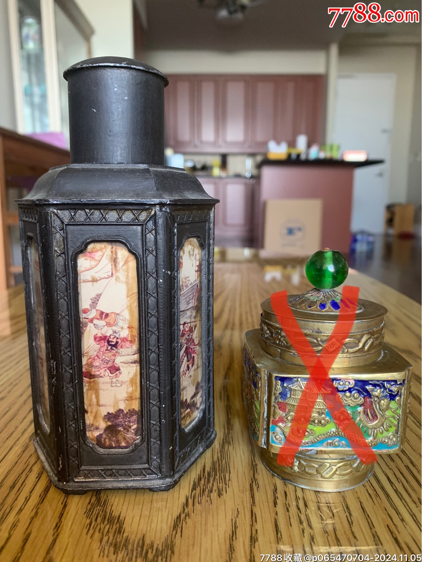 潮邑永顺老店点铜真料锡六方茶叶罐_锡壶/锡器_老坛陈酿【7788万花筒】