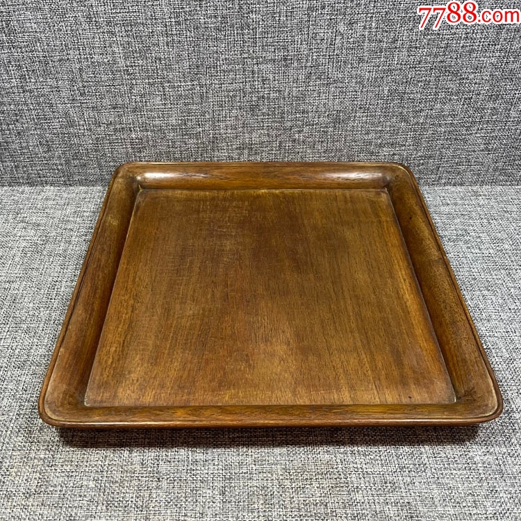 老黄花梨文盘托盘古董老木器老木雕清代黄花梨独板茶盘明清老家具_其他