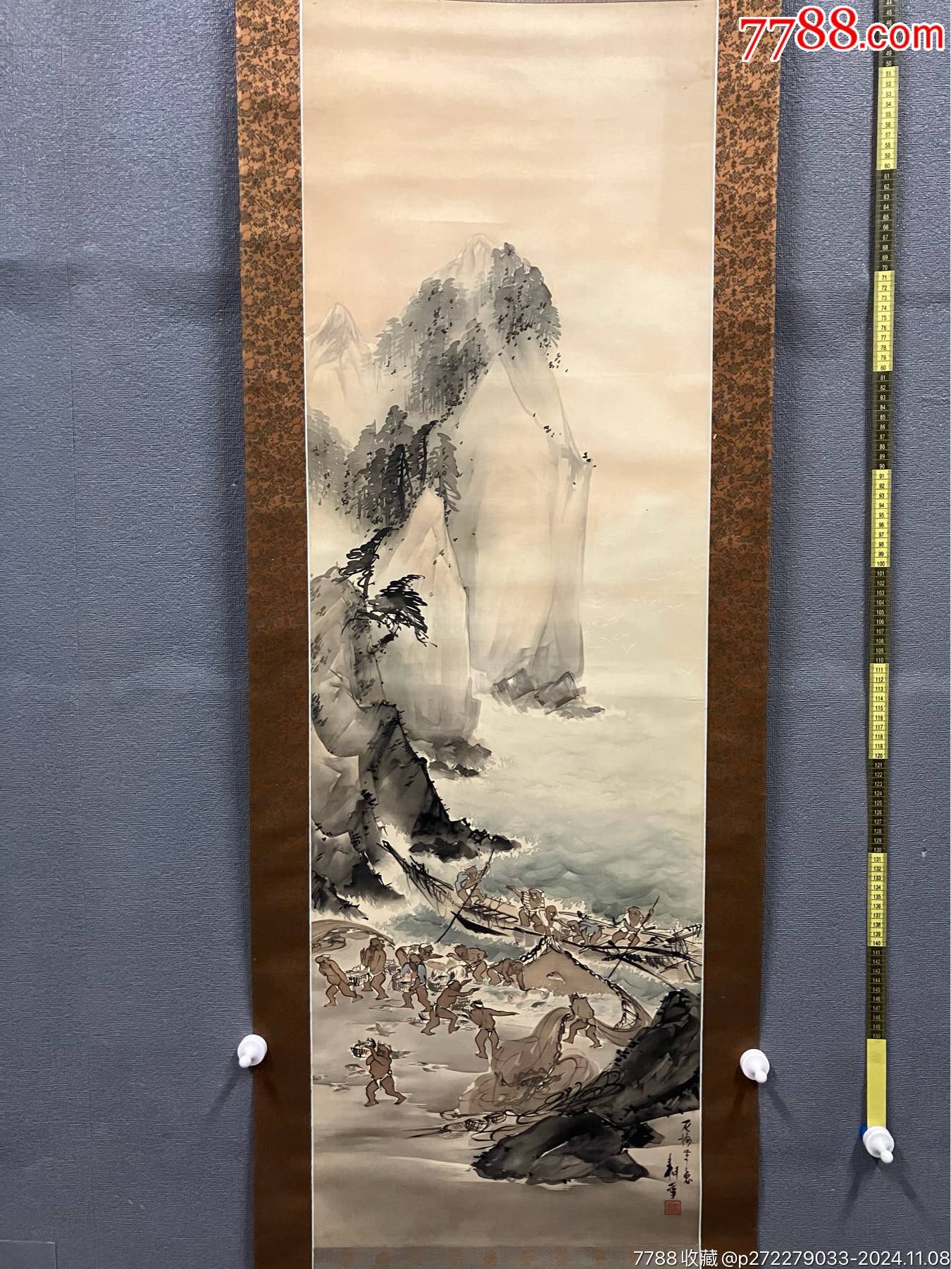 耕雪，罕见题材好寓意中堂《满载而归图》国画书法古玩字画装饰挂画。绢本绫裱画_人物国画原作_图片鉴别_收藏价值_7788和田玉收藏