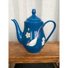 瓷壶 80年代博山陶瓷锦青釉绶带鸟茶壶-蓝釉瓷-7788旧书网