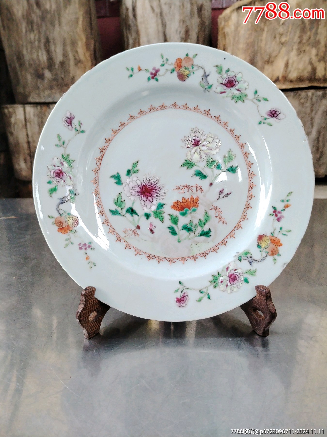 雍正粉彩花卉描金盘-彩绘瓷/彩瓷-7788红宝书