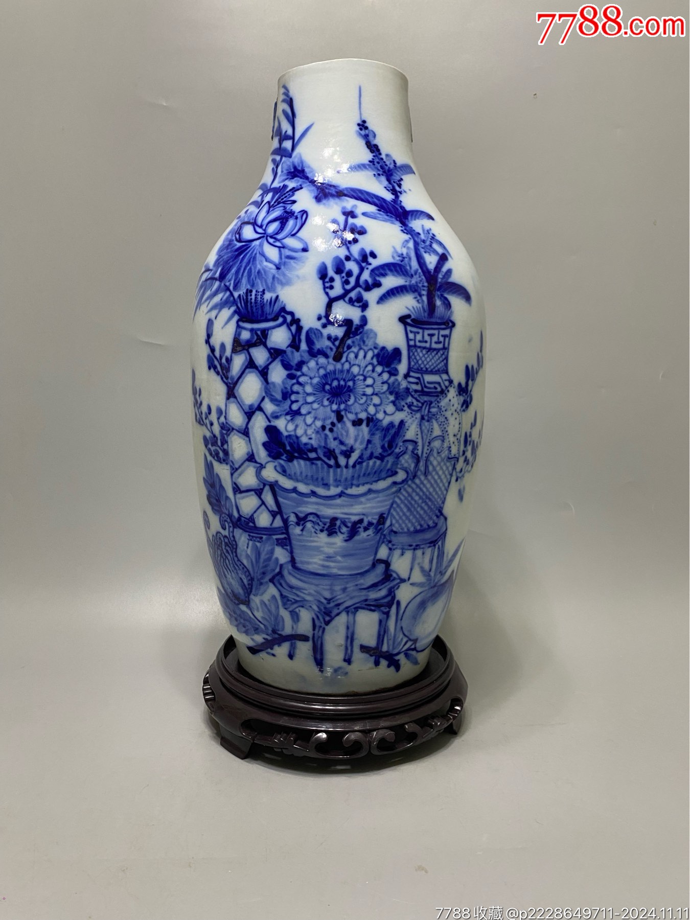 清代三百件青花博古大瓶一只,口残掉耳,其余完好,画工精美。器形硕大。三包快递安全_青花瓷_诚信通天下【7788收藏__收藏热线】