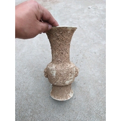 宋代定窑白釉剔花兽面纹花觚赏器口沿一处老磕余完整尺寸见图_白瓷/青白