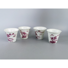 福寿矾红印泥盒-红釉瓷-7788旧书网