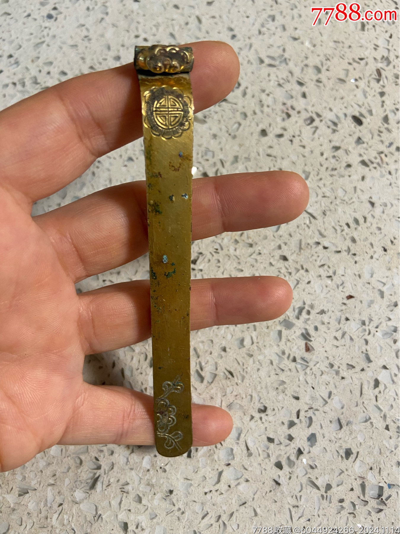 漂亮的，少见，包金扁方银簪，银质好，包金厚，好多人都用这个改扳指，包老，_银簪_诚信壹线古玩【7788收藏__收藏热线】
