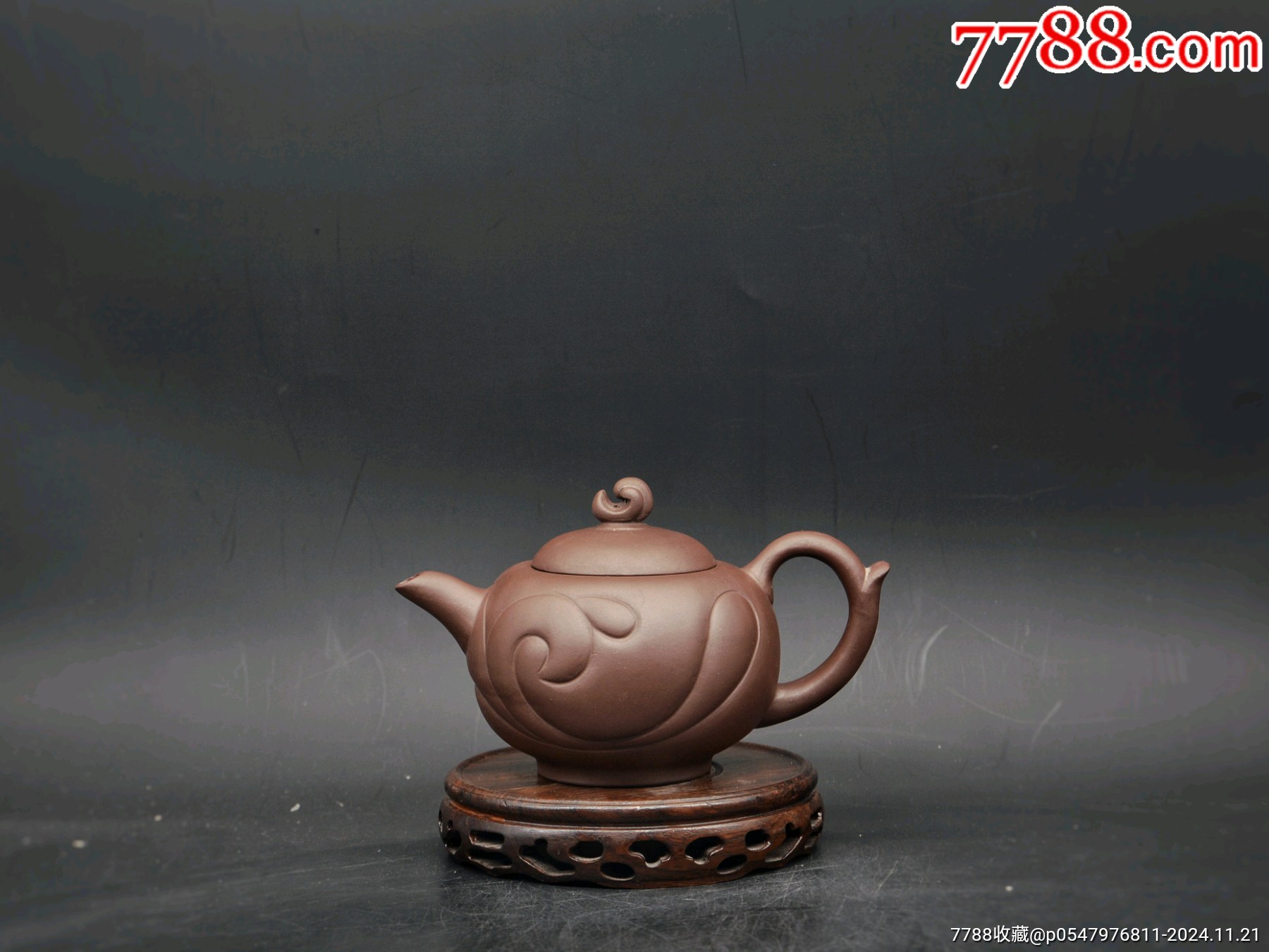 九十年代陈梅芳款紫泥浪花壶_紫砂壶_配件图片_收藏价格_7788钟表收藏