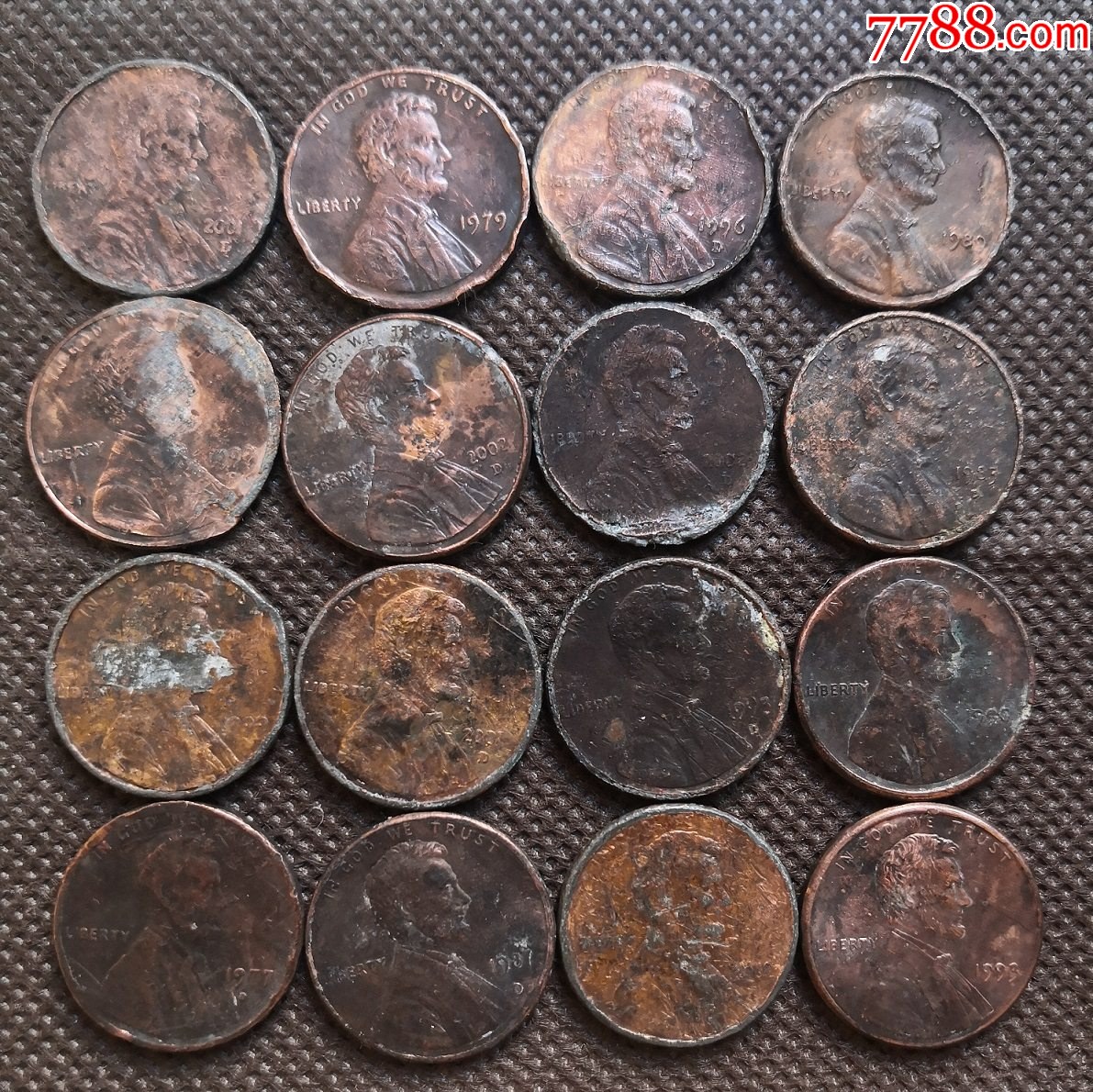 集币16枚批美国硬币1美分17mm直径铜质华盛顿像美洲美国钱币ay16