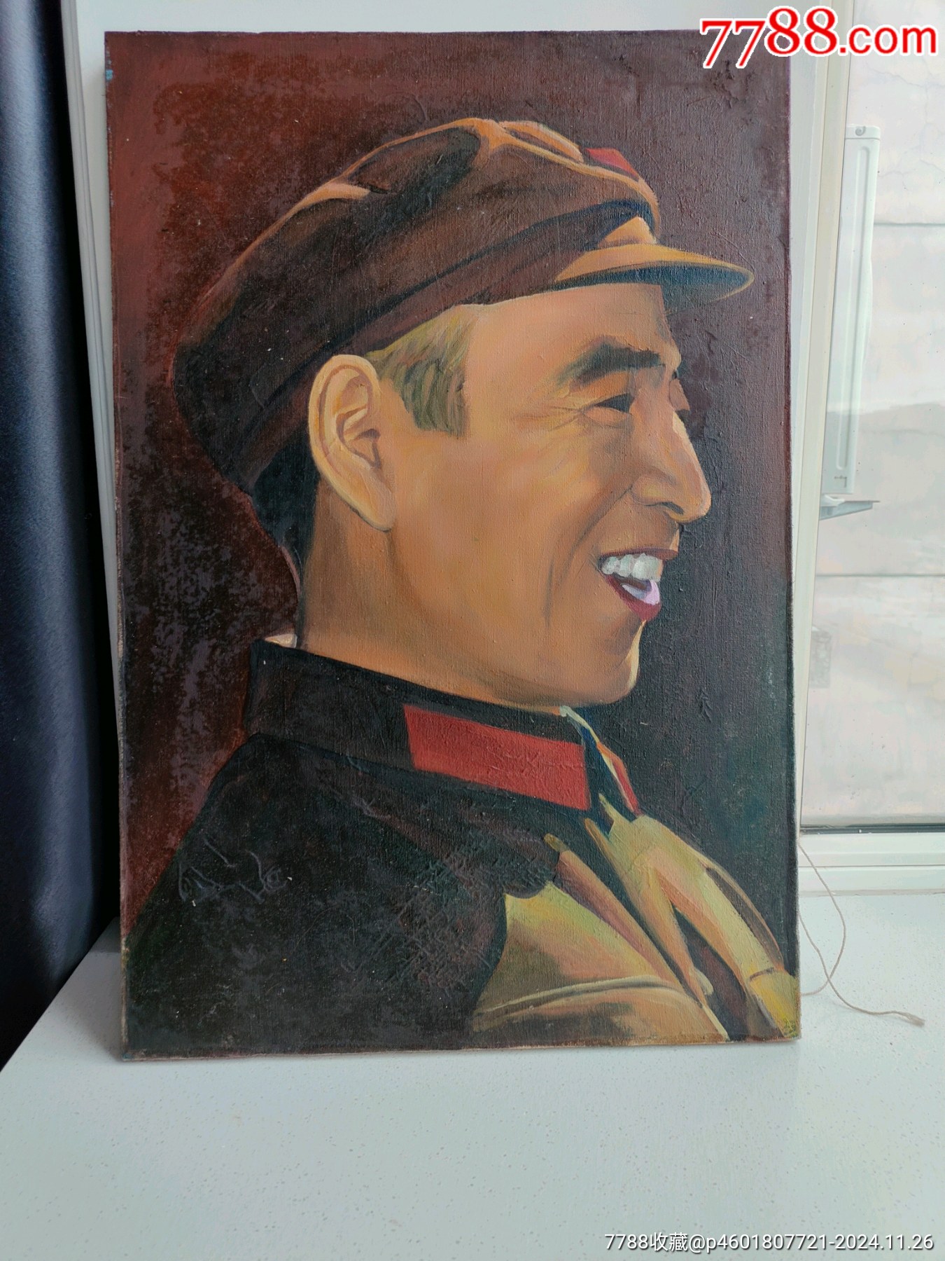 手绘布面油画《林彪侧面肖像》_油画原画_老虎头古玩店铺【7788红宝书】