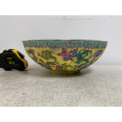 中国 景徳鎮製 薄胎 粉彩 龍花草文碗 煎茶碗 V 8503