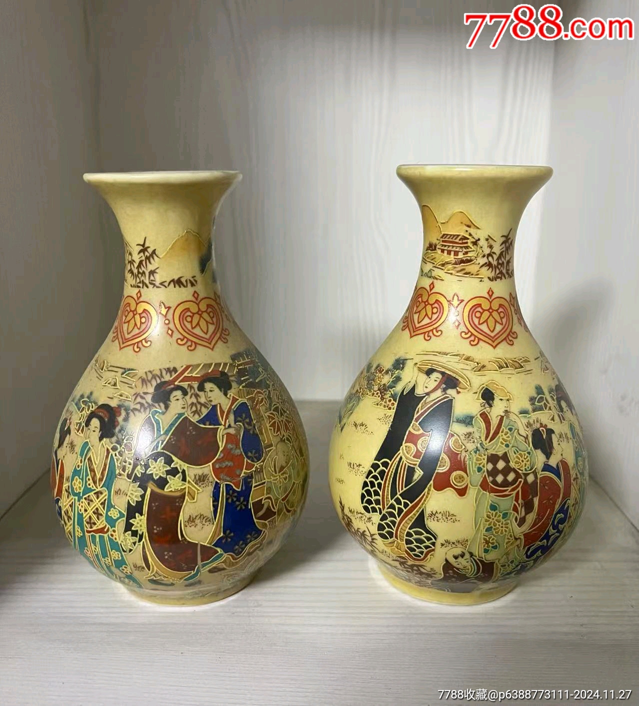 七八十年代的仕女圖賞瓶一對(duì)兒，人物形象精美絕倫無(wú)與倫比，無(wú)論是擺放在辦公室_價(jià)格350元【月寶齋收藏閣】_第1張_7788收藏__收藏?zé)峋€
